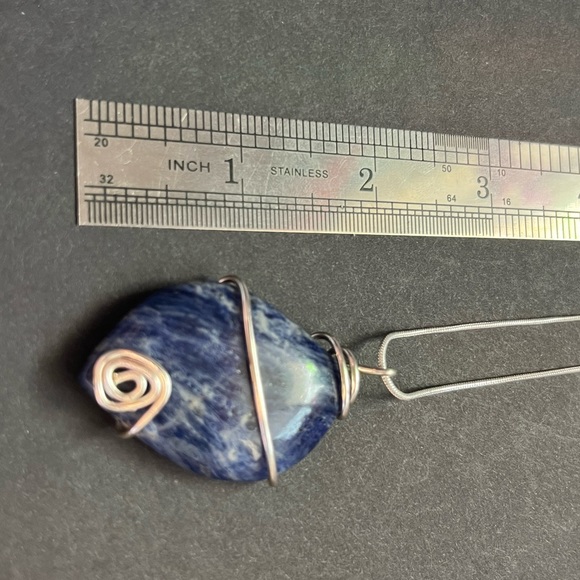 Lapis Lazuli Necklace, Crystal Jewelry, wire wrapped lapis lazuli pendant - Picture 9 of 15